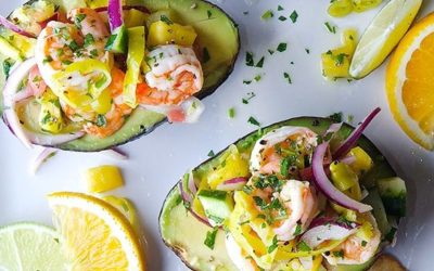 Peperoncini Shrimp Ceviche Stuffed Avocados