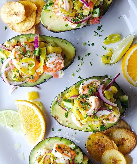 Peperoncini Shrimp Ceviche Stuffed Avocados