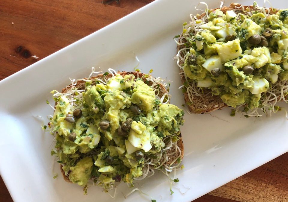 Avocado and Caper Egg Salad Toasts